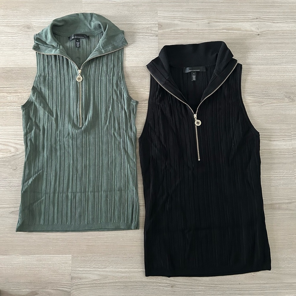 Half Zip Rib Halter Sweater Tank - Picture 5 of 7
